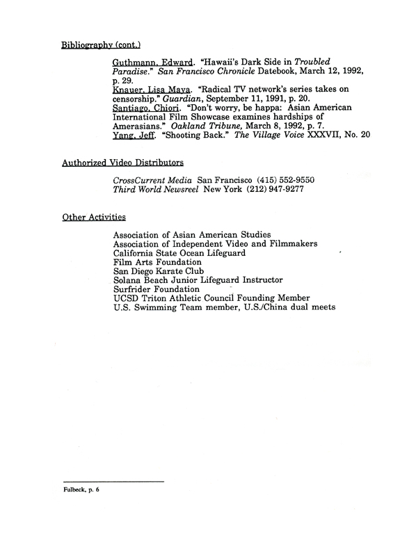 Kip Fulbeck's Resume, pg 6